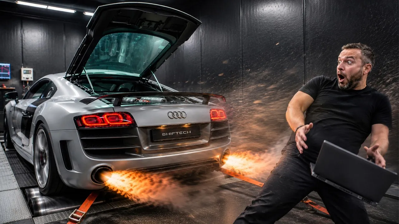 Audi r8 v10 gt passage au banc essai routier test performance shiftech 2 1280