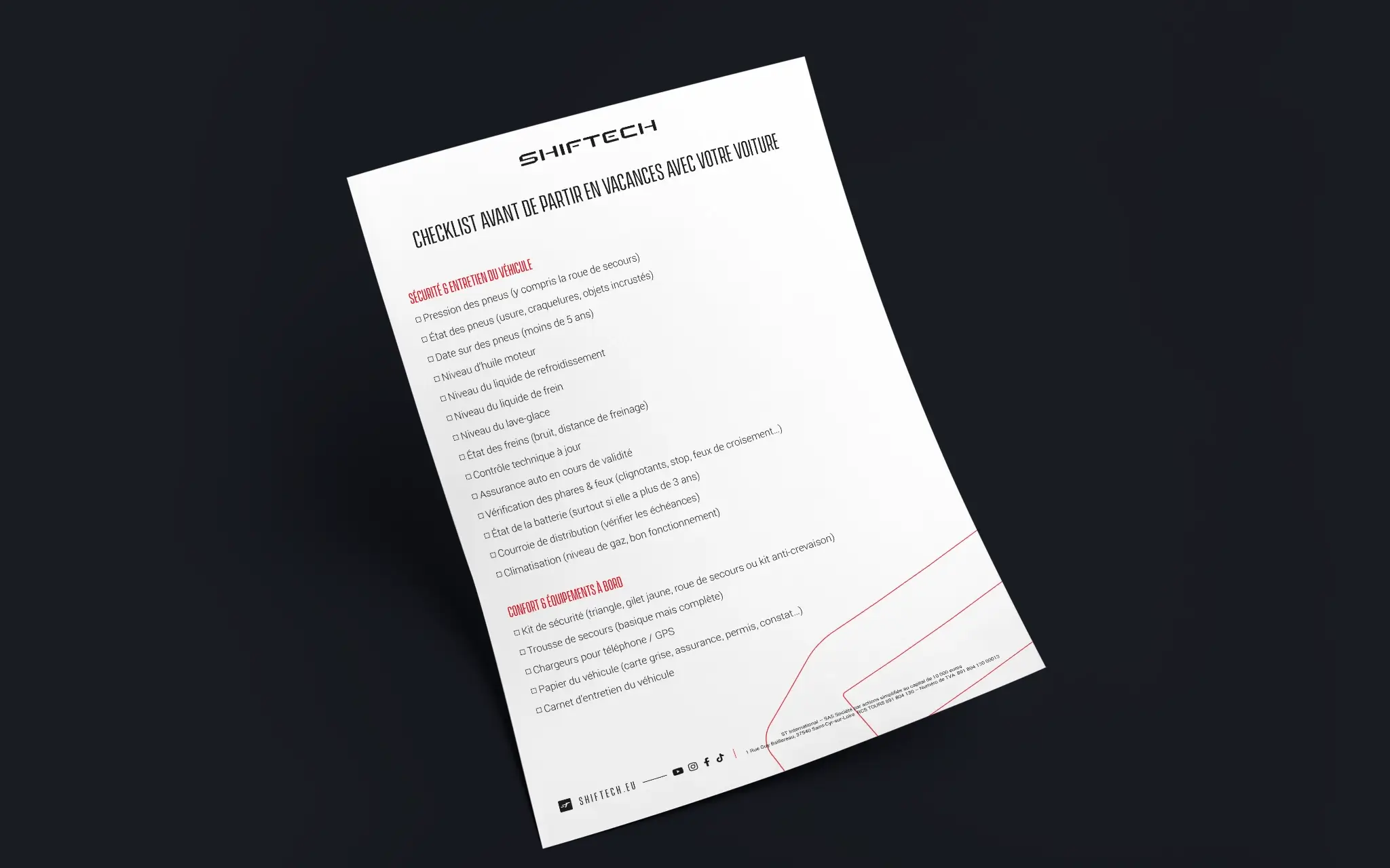 Checklist depart vacances shiftech