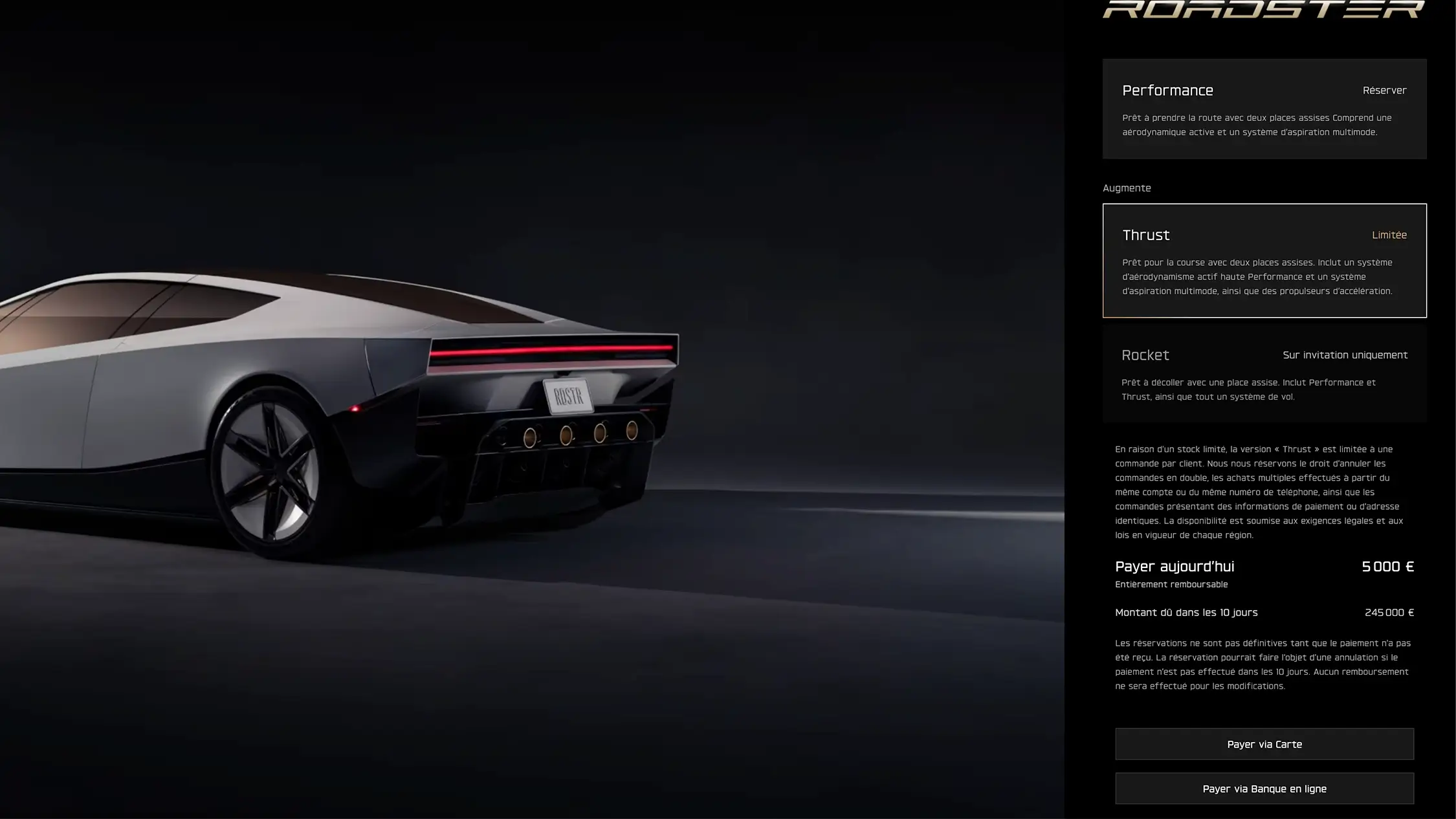 Reservation tesla roadster prix
