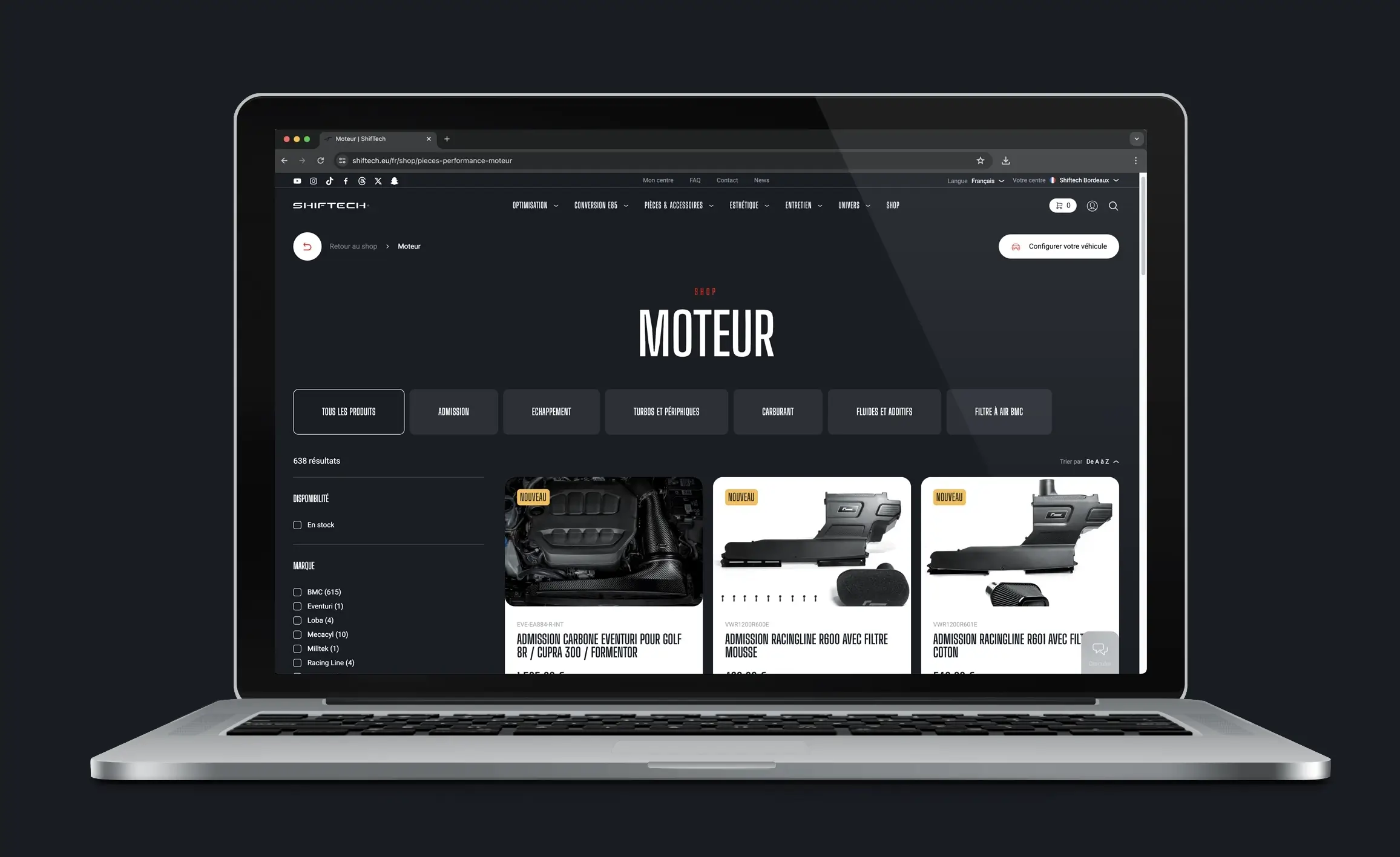 Shiftech changement site internet ecommerce pieces moteur